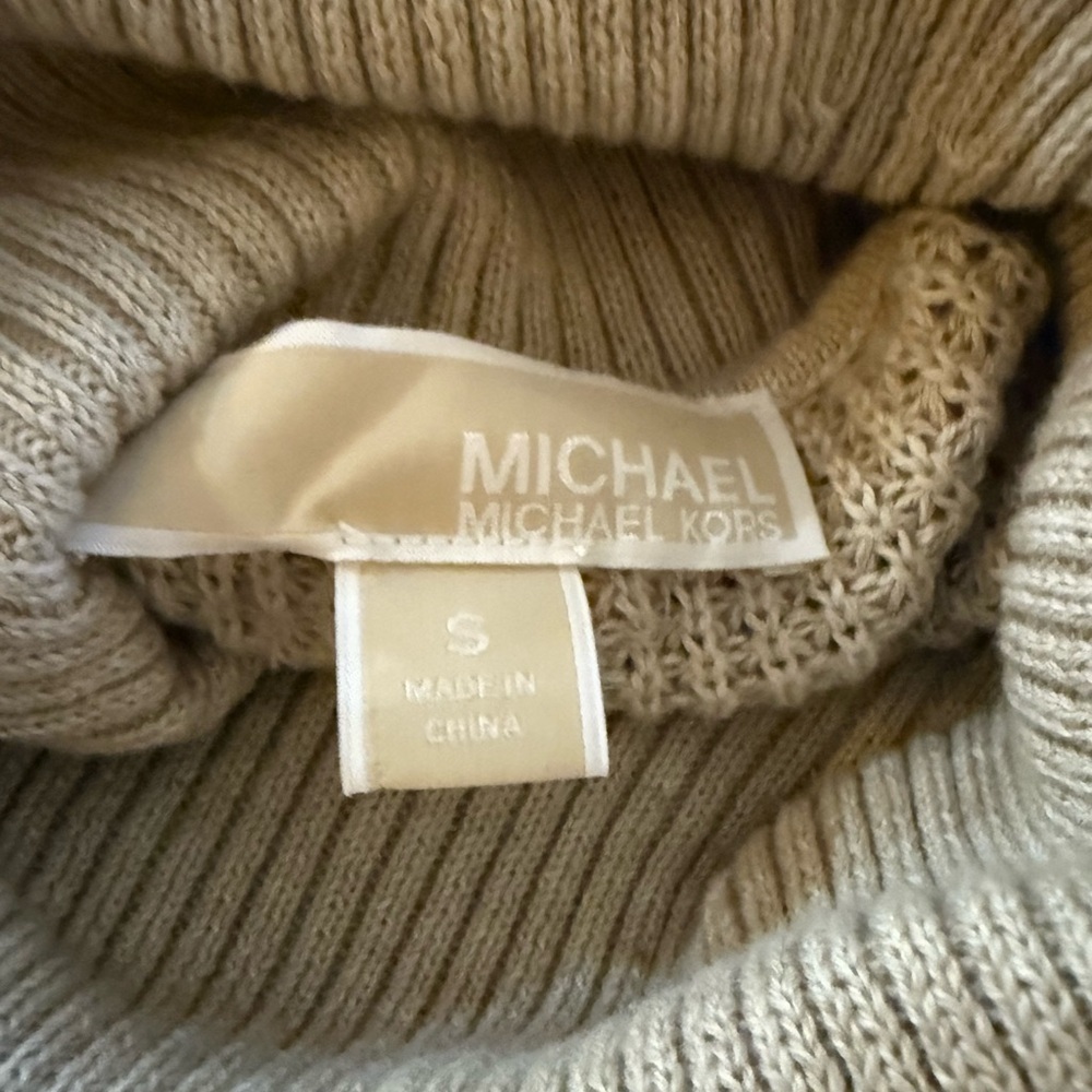 Michael Michael Kors Tan Waffle-knit Turtleneck Sweater, Size S - Picture 5 of 6